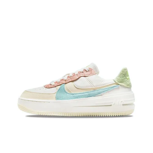 Nike Air FORCE 1 Plt.AF.orm 'PASTEL Леопард' Низкие Кроссовки для скейтбординга Женские Белые Синие Розовые