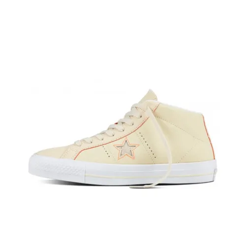 Конверс One Star Pro Suede Противоскользящие Устойчивые к истиранию MID Скейтборд Кроссовки Унисекс Бежевые