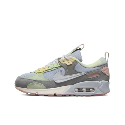 Nike Air Max 90 Амортизация Износостойкие Низкие Кроссовки для Бега Женские Серый Зеленый