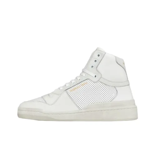 SAINT LAURENT SL24 Высокие Топы Стильные Скейтбординг Мужские Белые Потертые