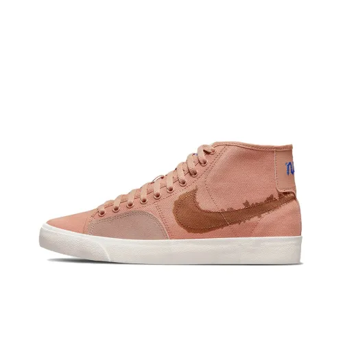 nike Blazer SB PRM Slip Resistant Abrasion Resistant Легкий MID Скейтбординг Кроссовки Унисекс Розовый Коричневый