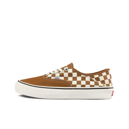 VANS Authentic Series Низкие Кроссовки для Скейтбординга Унисекс Темно-Коричневый Белый Шахматный Узор