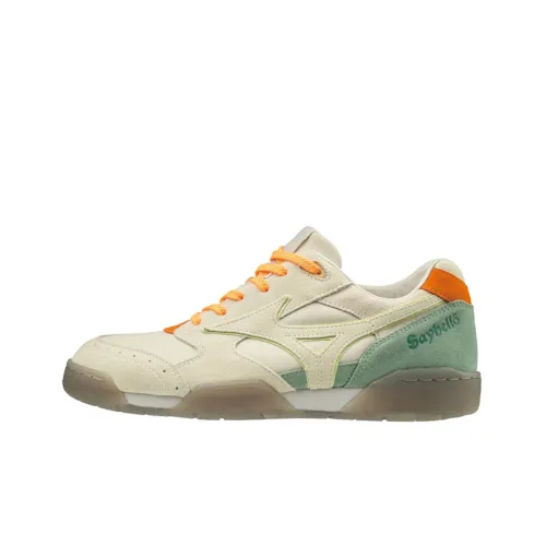 Sayhello x Mizuno Корт Slip Resistant Abrasion Resistant Breathable Low Top Casual Shoes Unisex Beige Orange Green