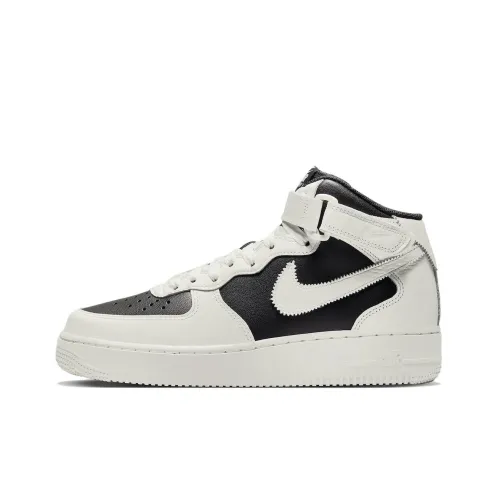 Nike Air Force 1 Slip Resistant Abrasion Resistant Легкий MID Топ Кроссовки для скейтбординга Женские Черный белый