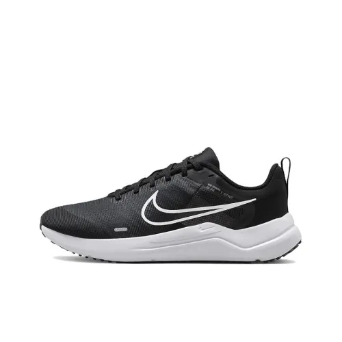 Nike Downshifter 12 Амортизаторы Slip-resistant Abrasion-resistant Низкий топ Повседневные беговые кроссовки Женские Черный белый