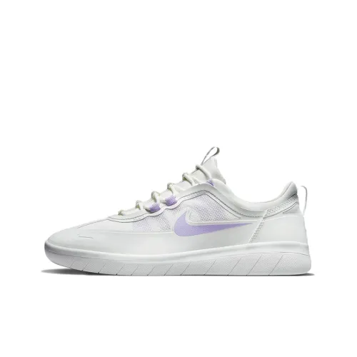 Nike SB Nyjah Free 2 Slip-Resistant Abrasion-Resistant Low-Top Skateboard Shoes Unisex White Purple