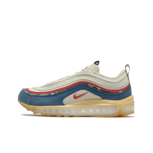 Nike Air Max 97 Slip-on Устойчивый к истиранию Дышащий Низкий Топ Повседневные Беговые кроссовки Мужские Белый Синий
