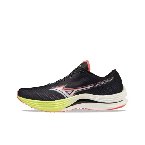 Mizuno WAVE REBELLION Low Топ Беговые кроссовки Мужской Черный Желтый Оранжевый