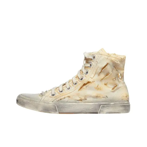 Balenciaga Paris High Top High Top Скейтборд Кроссовки Женские Белые Потертый