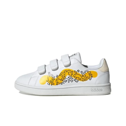 Keith Haring x Adidas Neo ADVANTAGE Slip-resistant Abrasion-resistant Low-top Skateboard Shoes Unisex White Кроссовки для скейтбординга Keith Haring x Adidas Neo ADVANTAGE с низким верхом устойчивые к скольжению и износу унисекс белые