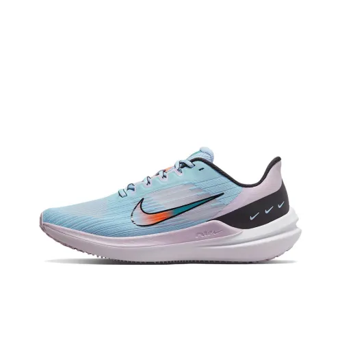 Nike Zoom Winflo 9 Амортизаторы Шок Устойчивые к Износу Низкий Топ Повседневные Беговые Кроссовки Женские Синие Розовые