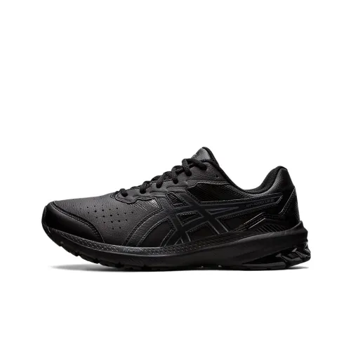 Asics GT 1000 Кожа 2 Устойчивый к истиранию Низкий Топ Беговые кроссовки Мужские Черные 2E Ширина