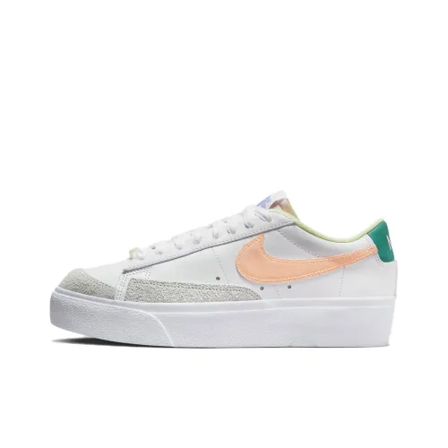 nike Blazer Платформа Противоскользящий Устойчивый к износу Низкий Топ Скейтборд Кроссовки Женские Белый Оранжевый Зеленый