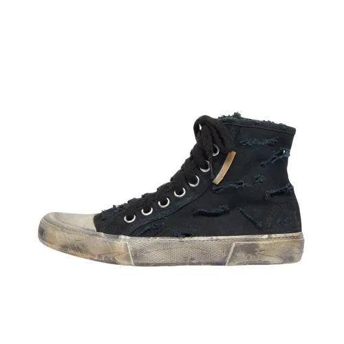 Balenciaga Paris High Top High Top Скейтборд Кроссовки Женские Черные Потертый