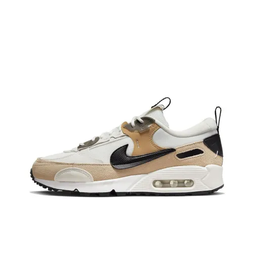 Nike Air Max 90 Futura Амортизация Износостойкий Низкий Топ Беговые кроссовки Женские Белый Коричневый