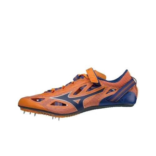 Mizuno Elite Slip-Resistant Abrasion-Resistant Breathable Low-Top Sprint Running Shoes Unisex Orange Blue Мицубо Элита Слип-Резистентный Устойчивый к Износу Дышащий Низкий Топ Спринт Беговые Кроссовки Унисекс Оранжевый Синий