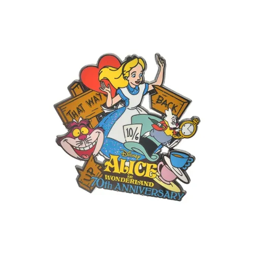 Disney Март HARE Cheshire Cat Alice's Adventures in Wonderland 70th Anniversary Badges
