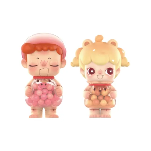 POP MART MIGO.Mido Сяолонбао+Penny Медвежонок Roasted Пшеница Прозрачный Слепой Бокс на Карточке 100% 7,5см+8см