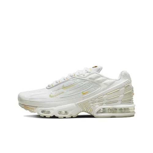 Nike Air Max Plus 3 Амортизация Износостойкий Низкий Топ Беговые кроссовки Мужские Белый Золото
