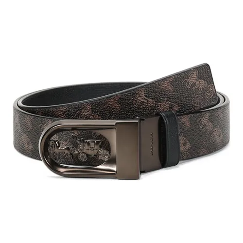 COACH Покрытие Холст с кожаной вставкой Ремни Мужской 3,6 см