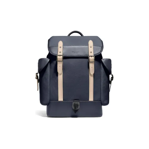 COACH Hitch Холст и Кожаная Дорожная Сумка Рюкзак Большой Мужской Синий