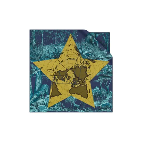 DIOR Шелковые шарфы Синий Унисекс