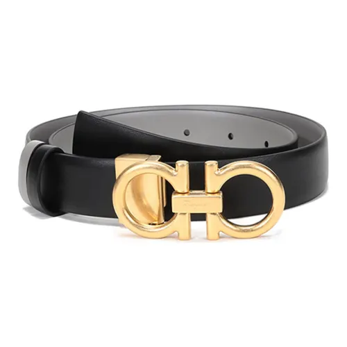 Ferragamo Ремень из коровьей кожи женский черный серый ширина 2,5 см