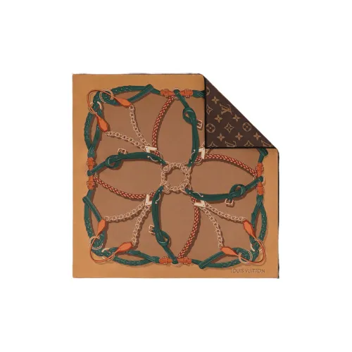 LOUIS VUITTON Шаль из шелка тутового дерева Женская Коричневая