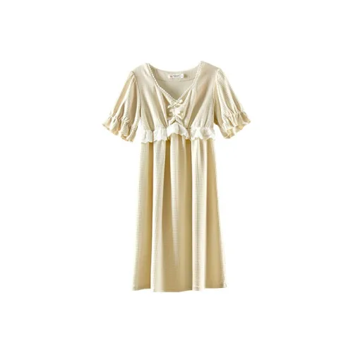 Q'NIANMA Ночная сорочка Женская Бежево-абрикосовая