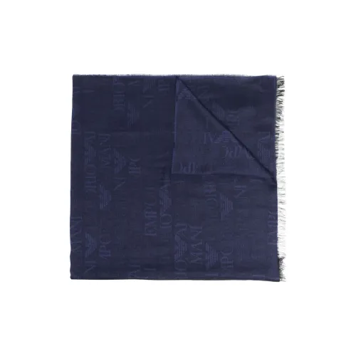 EMPORIO ARMANI Шелковые вязаные шарфы из трикотажа синий мужской