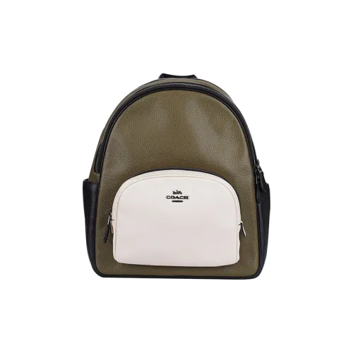 COACH Court Кожа Рюкзак Средний Оливково-зеленый и Белый