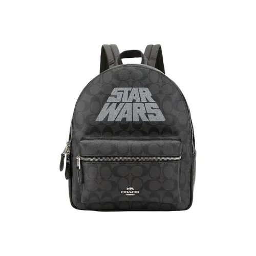 COACH Star Wars Xingji BATTLE Коллаборация Холст и Кожа Рюкзак Большой Женский Серый Черный