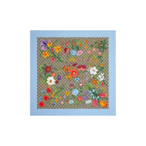 GUCCI Flora Шелковые шарфы Синий Женские