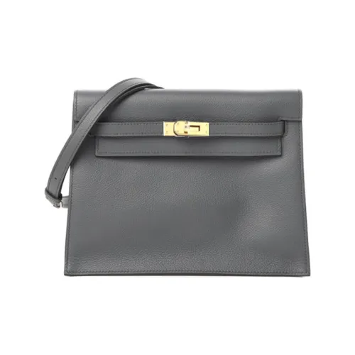 HERMES Kelly Danse Evercolor Телячья кожа Одно плечо Через плечо Клатч Рюкзак Женские 8F Оловянно-серый