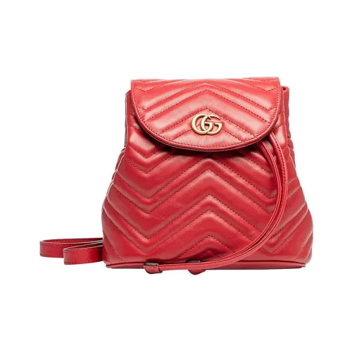 GUCCI GG Marmont Quilted кожа рюкзак мини женский красный