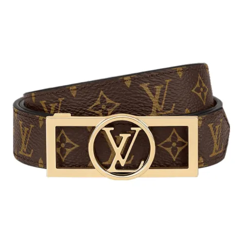 LOUIS VUITTON Dauphine Холст Кожа Металл Ремень Женский Коричневый Ширина 2,5 см