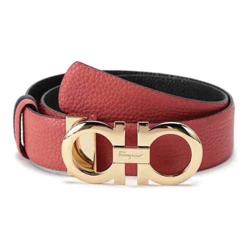 Ferragamo Ремни из коровьей кожи Женские Красный Черный 3,2CM