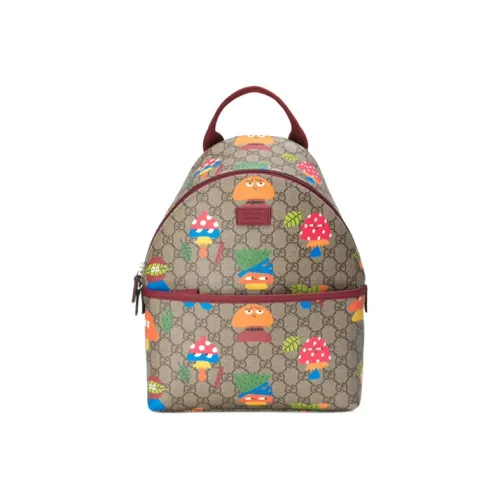 GUCCI Canvas с кожаными вставками рюкзак детский цвет эбеновое дерево и бордовый