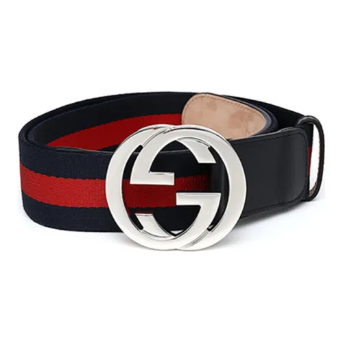 GUCCI Коровья кожа тканевый ремень мужской темно-синий ширина 4 см