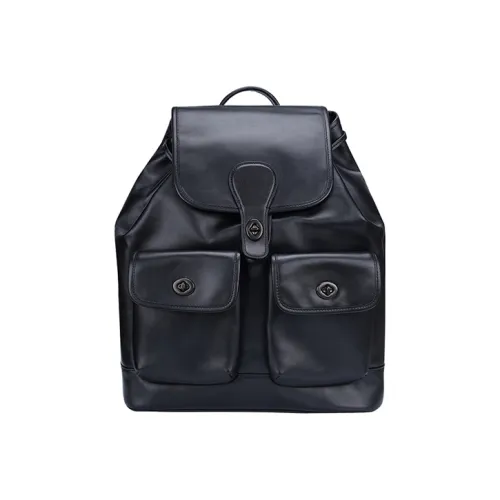 COACH Heritage кожа рюкзак большой мужской черный