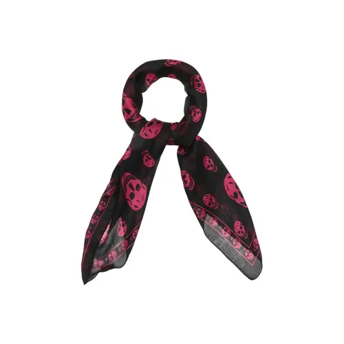 Alexander McQueen Шелковые шарфы Черно-розовый Женские