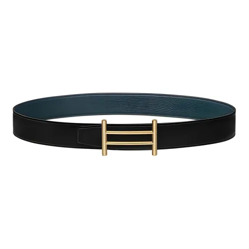 HERMES Коровья кожа Ремни Черный/Прусский синий Женские