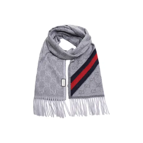 GUCCI Вязаные шарфы Унисекс Светло-серый