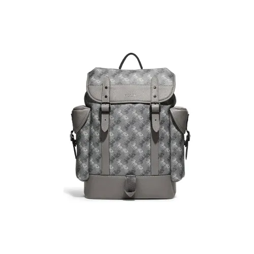 COACH Hitch Холщовая кожа Рюкзак Большой Мужской Черный и Серый