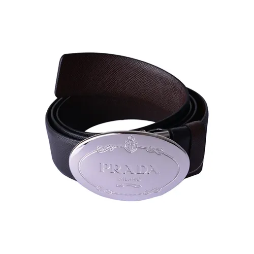 PRADA Ремни из коровьей кожи, черные и коричневые, мужские