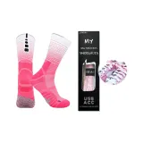 Розовый градиент, пейсли, шнурки, 1 упаковка + розово-белый градиент, баскетбольные носки, универсальный размер, 1 пара