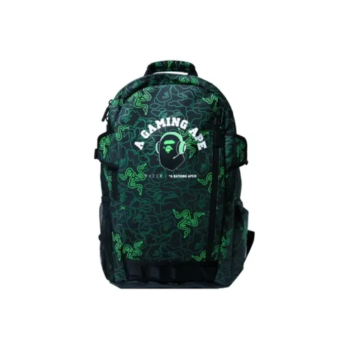 A BATHING APE RAZER Коллаборация Полиэстер Рюкзак Стандартный Унисекс Зеленый