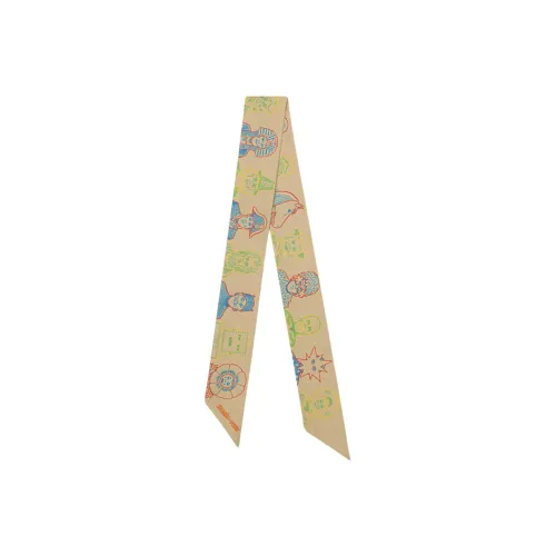 HERMES Маленький шелковый шарф для женщин CAMEL