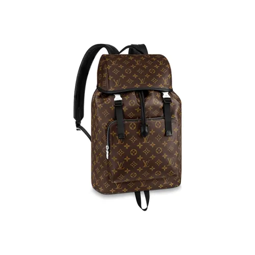 LOUIS VUITTON Zack Macassar Монограмма Холст и Кожа Рюкзак Мужской Коричневый