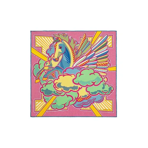 HERMES Шелковые шарфы Женские Ярко-розовый Зеленый Желтый